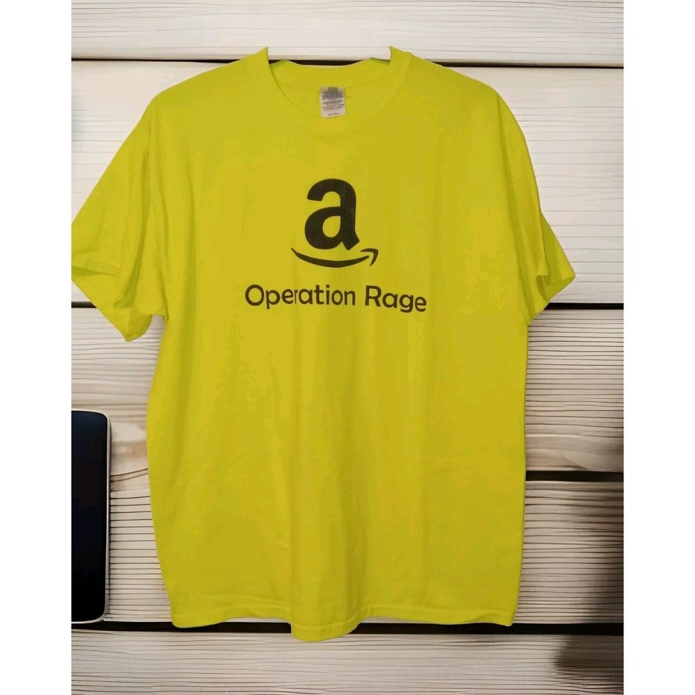 Gildan T-Shirt Mens XL Yellow Operation Rage Amazon Georgia-Pacific Graphic Tee